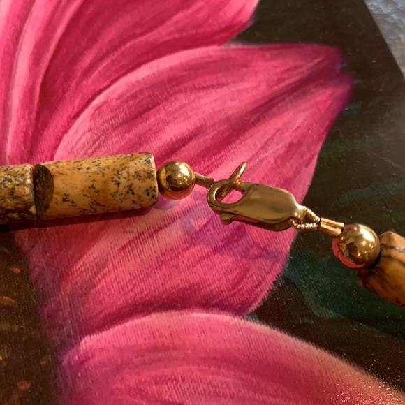 Handcrafted Picture Jasper Semi Precious Statemen Necklace and earrings Jewelry - Picture 7 of 9